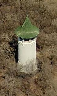 Prospect Park Witch's Hat Water Tower, from the air